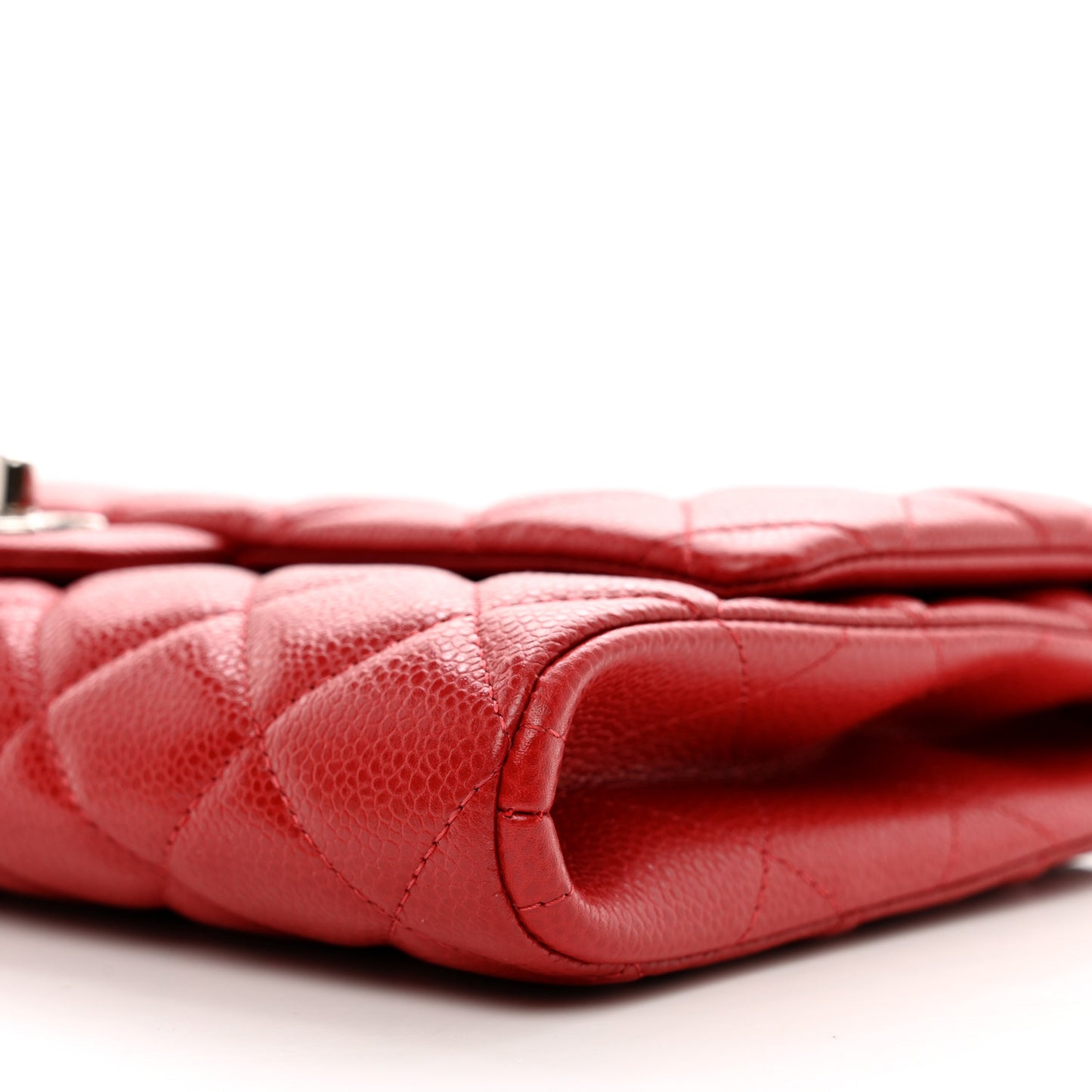 Caviar Quilted Clutch With Chain Flap Red