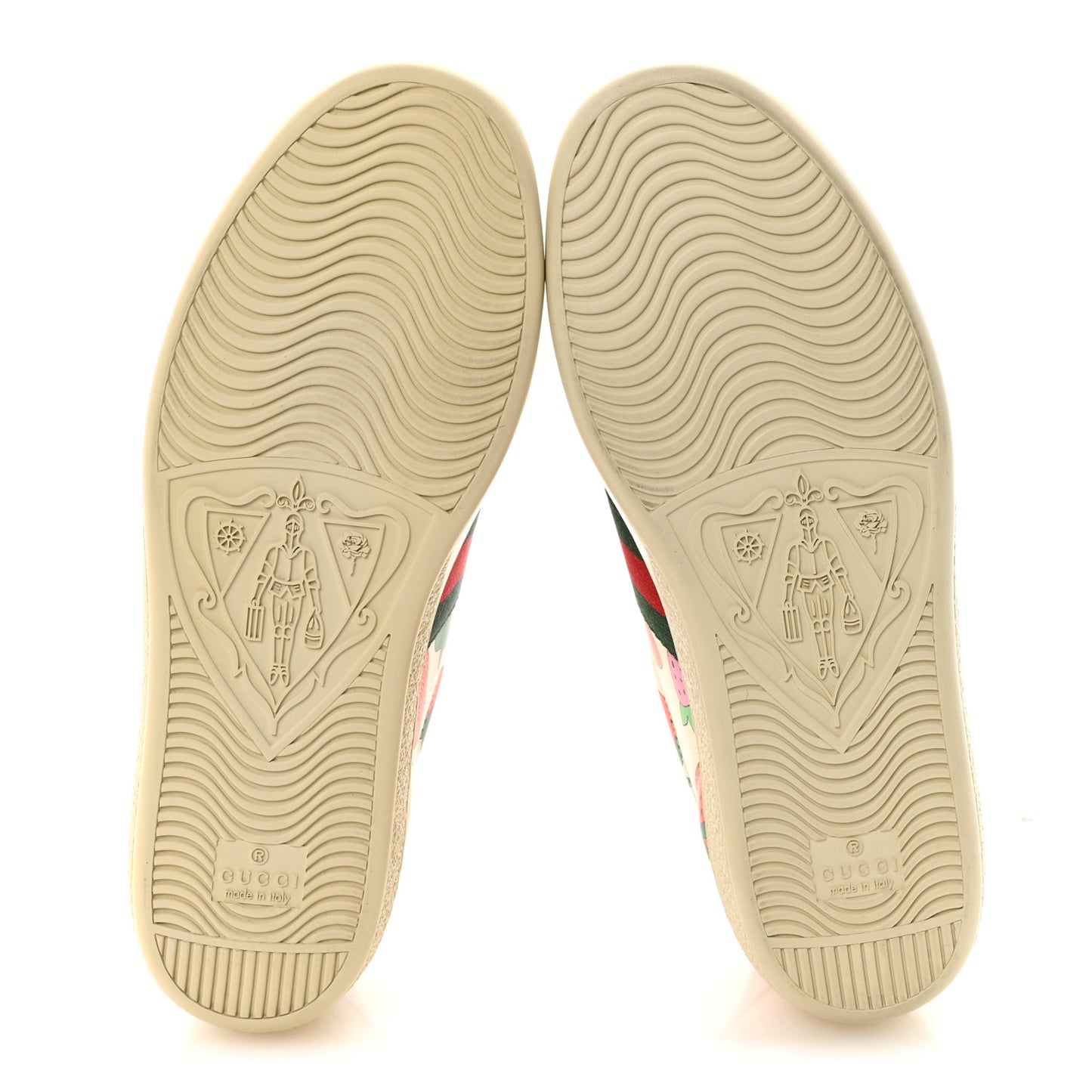Calfskin Web Strawberry Print Womens Ace Sneakers 37 Ivory Red Green