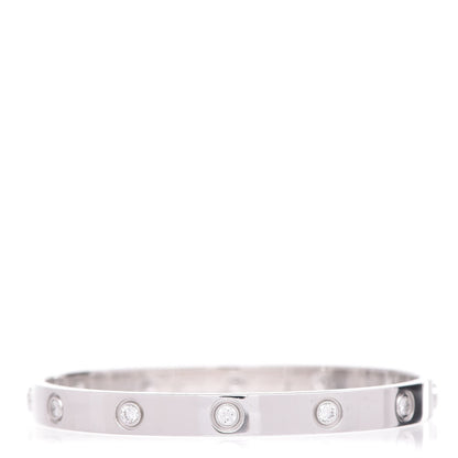 Cartier 18K White Gold 10 Diamond LOVE Bracelet 17 1 of 7