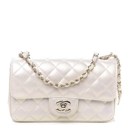 Chanel Iridescent Lambskin Quilted Mini Rectangular Flap Ivory 1 of 12
