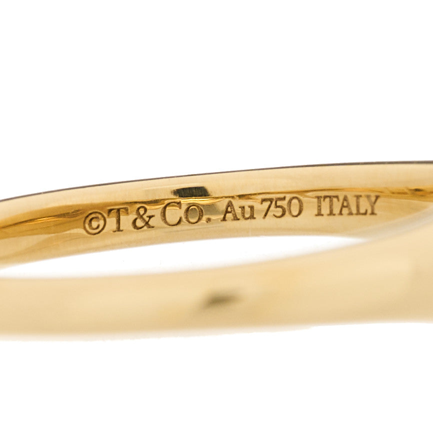 Tiffany 18K Yellow Gold Micro Heart Signet Ring 57 8 4 of 5