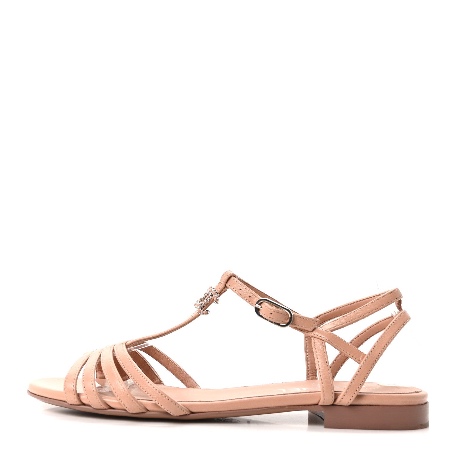 Chanel Calfskin Chain CC Strap Sandals 39 Beige 1 of 8