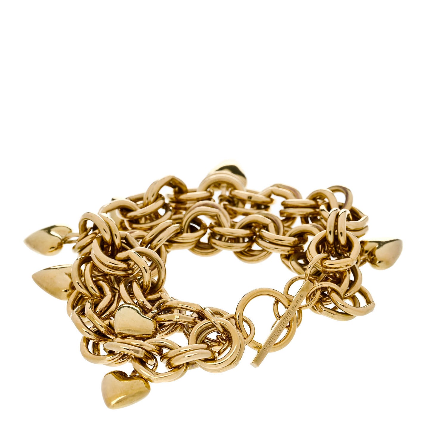 Multi Chain Heart Charm Bracelet Gold