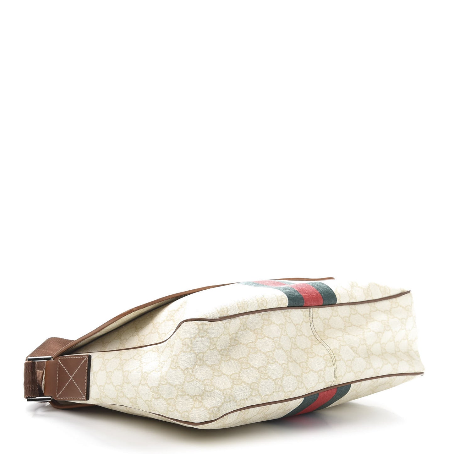 Monogram Web Stripe Medium Flap Messenger Bag White