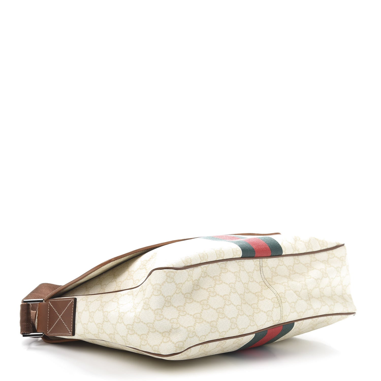 Gucci Monogram Web Stripe Medium Flap Messenger Bag White 4 of 15