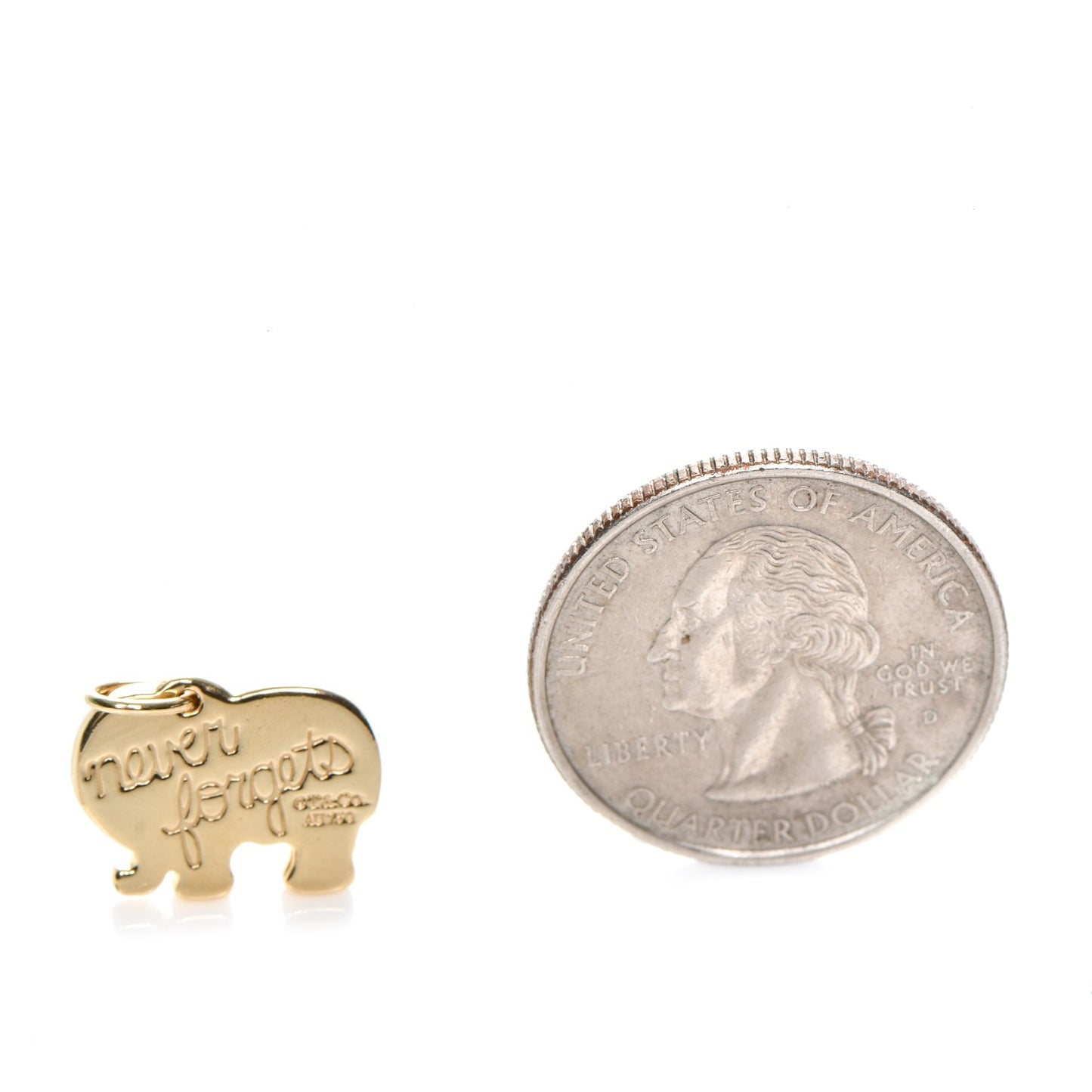 18K Yellow Gold Elephant Never Forgets Charm