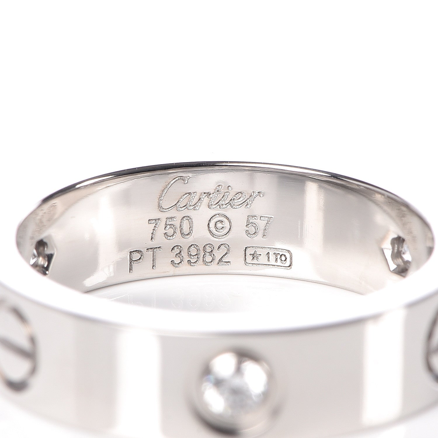 Cartier 18K White Gold 3 Diamond 5.5mm LOVE Ring 57 8 4 of 5