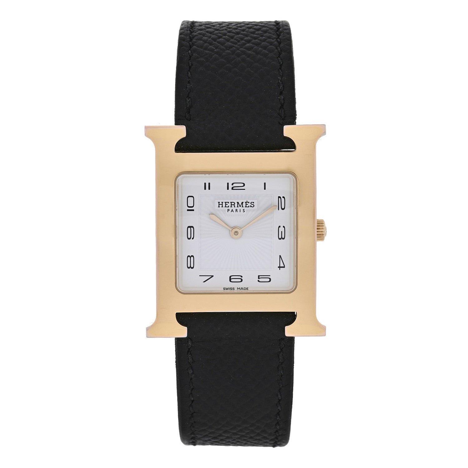 Hermes Stainless Steel Epsom 26mm Heure H Hour Quartz Watch Noir 1 of 5