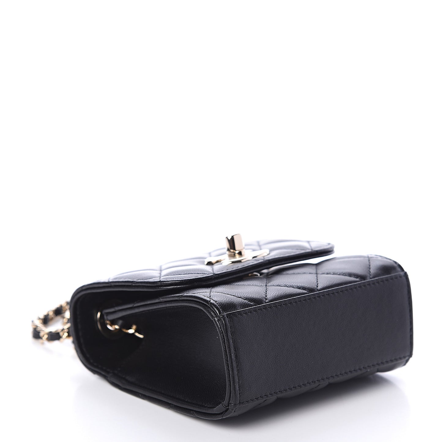 Lambskin Quilted Mini Trendy CC Chain Wallet Black