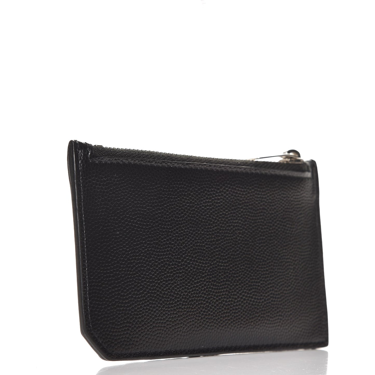Grained Calfskin 5 Fragments Zip Pouch Card Holder Black