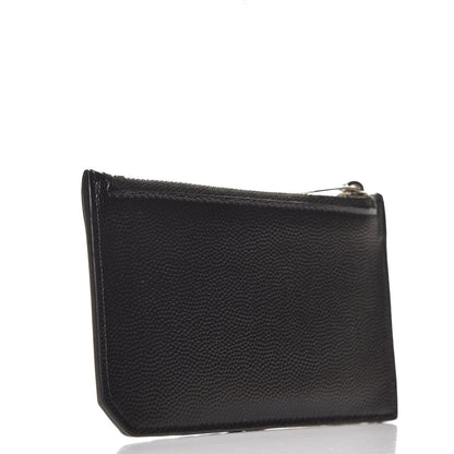 Saint Laurent Grained Calfskin 5 Fragments Zip Pouch Card Holder Black 3 of 9