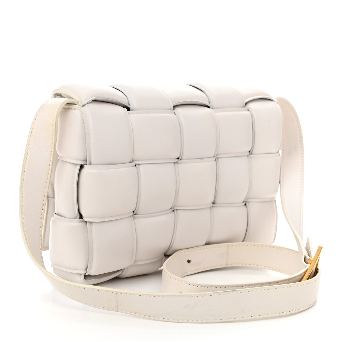 Nappa Maxi Intreccio Padded Cassette Crossbody Bag Chalk