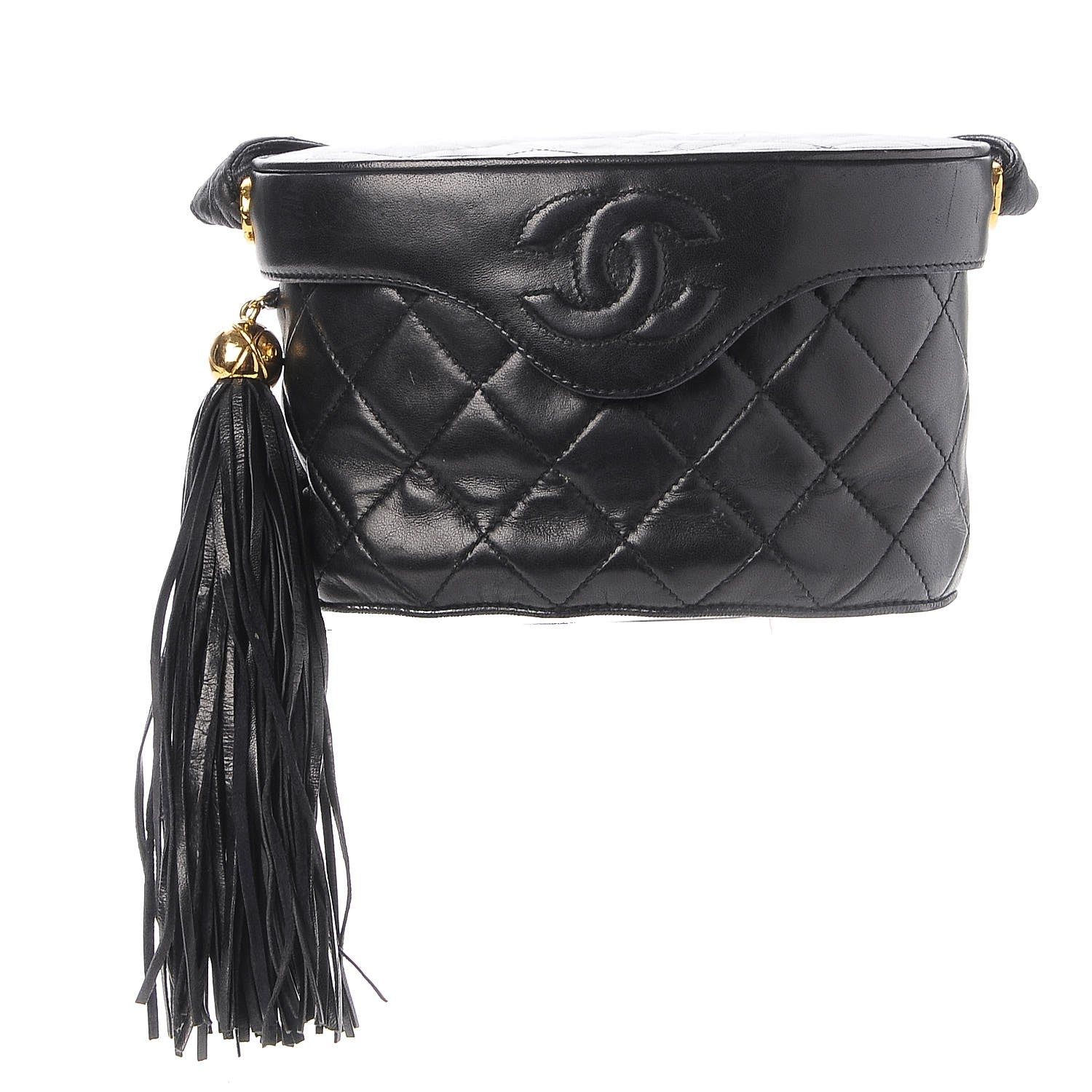 Chanel Lambskin Quilted Tassel Shoulder Bag Black 1 of 7