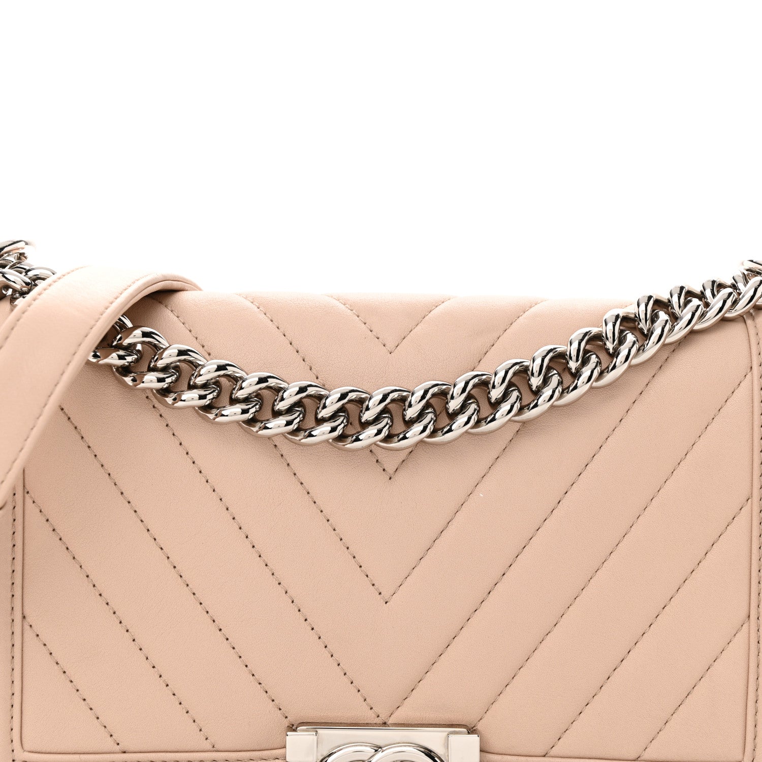 Chanel Calfskin Chevron Quilted Medium Boy Flap Beige 8 of 16