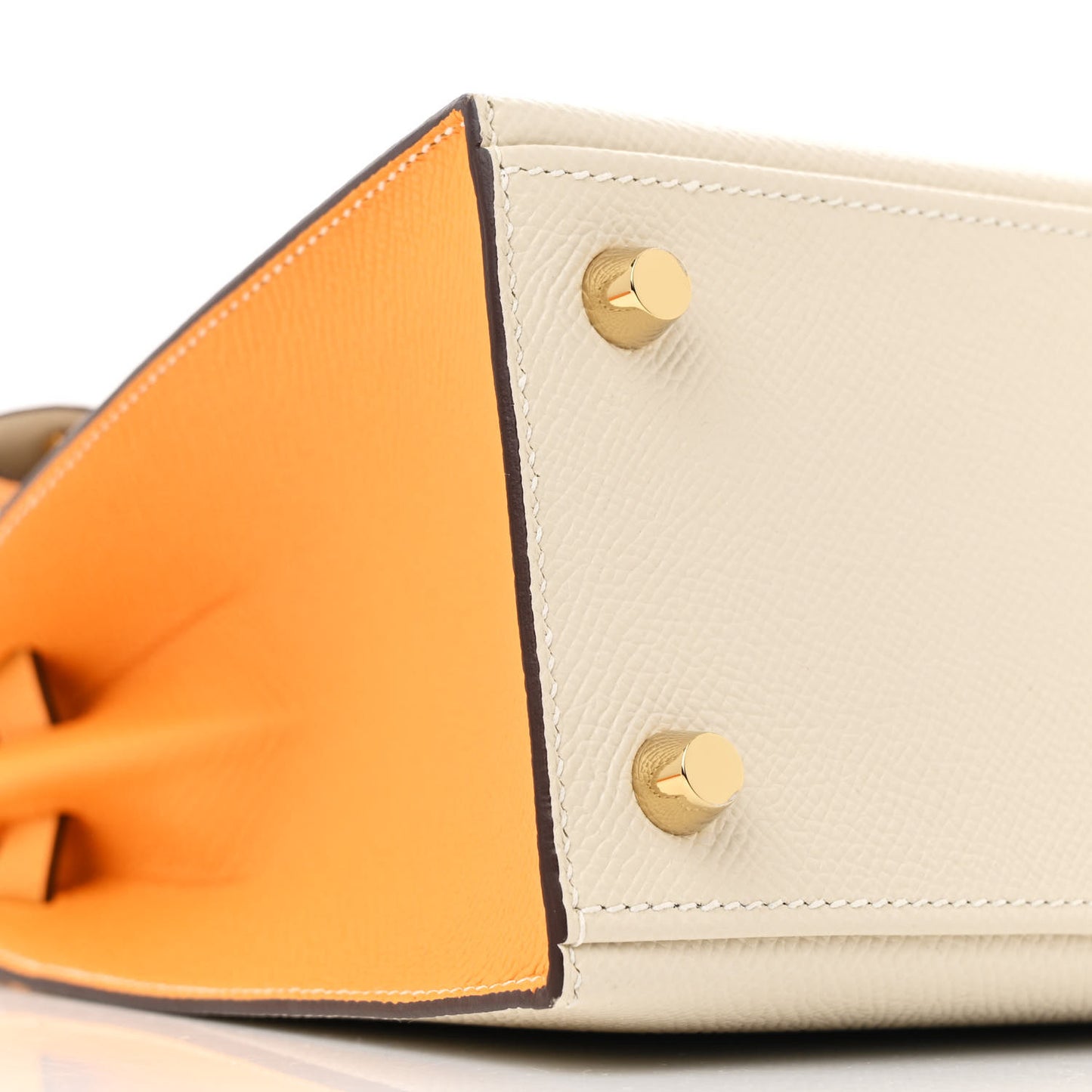 Epsom Bi-Color Horseshoe Kelly Sellier 25 Craie Jaune D'or