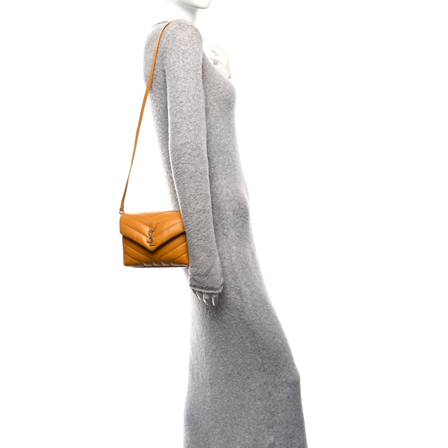 Saint Laurent Calfskin Y Quilted Monogram Toy Loulou Crossbody Bag Cheddar 2 of 12