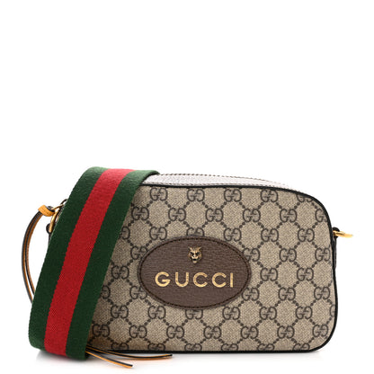Gucci GG Supreme Monogram Web Neo Vintage Shoulder Bag Beige New Acero Crop 1 of 10