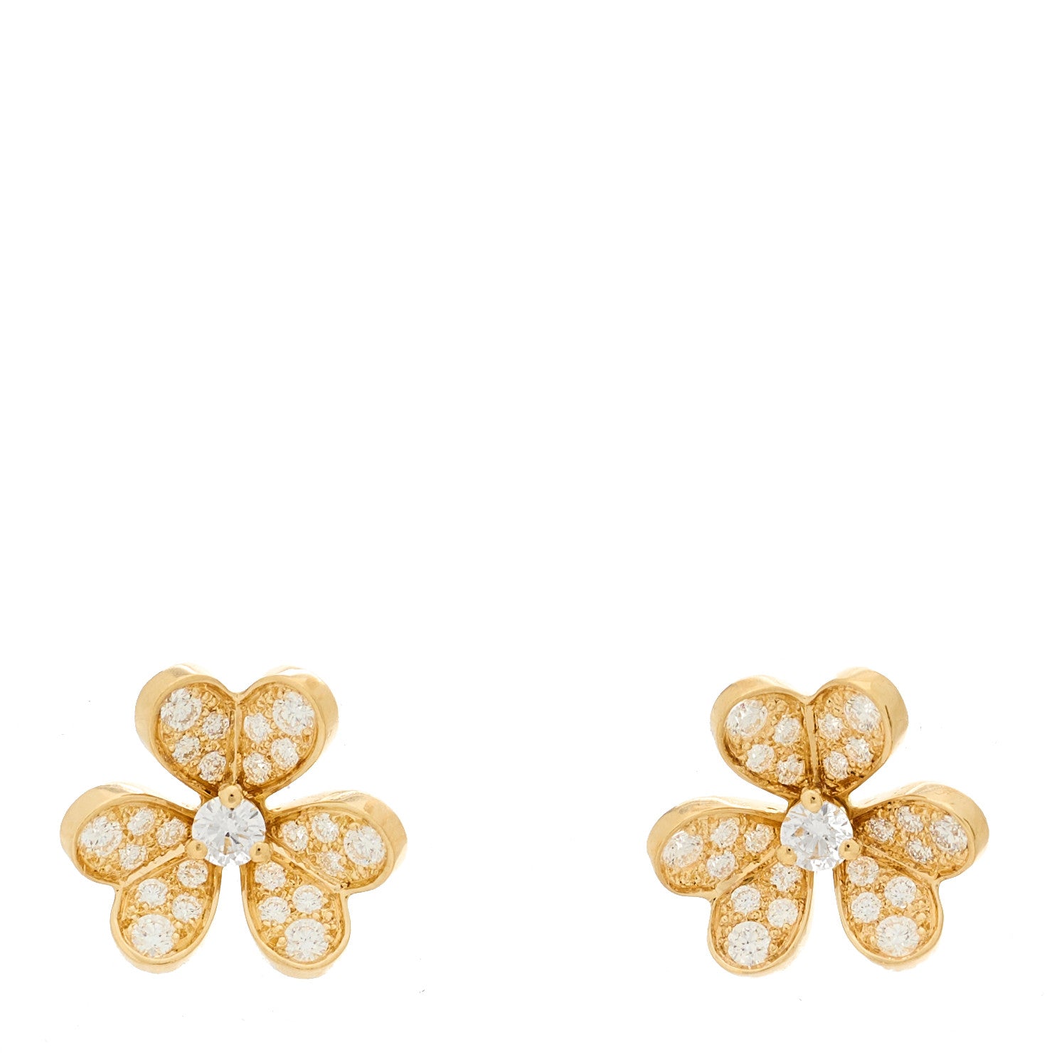 Van Cleef & Arpels 18K Yellow Gold Diamond Mini Frivole Pave Earrings 1 of 5