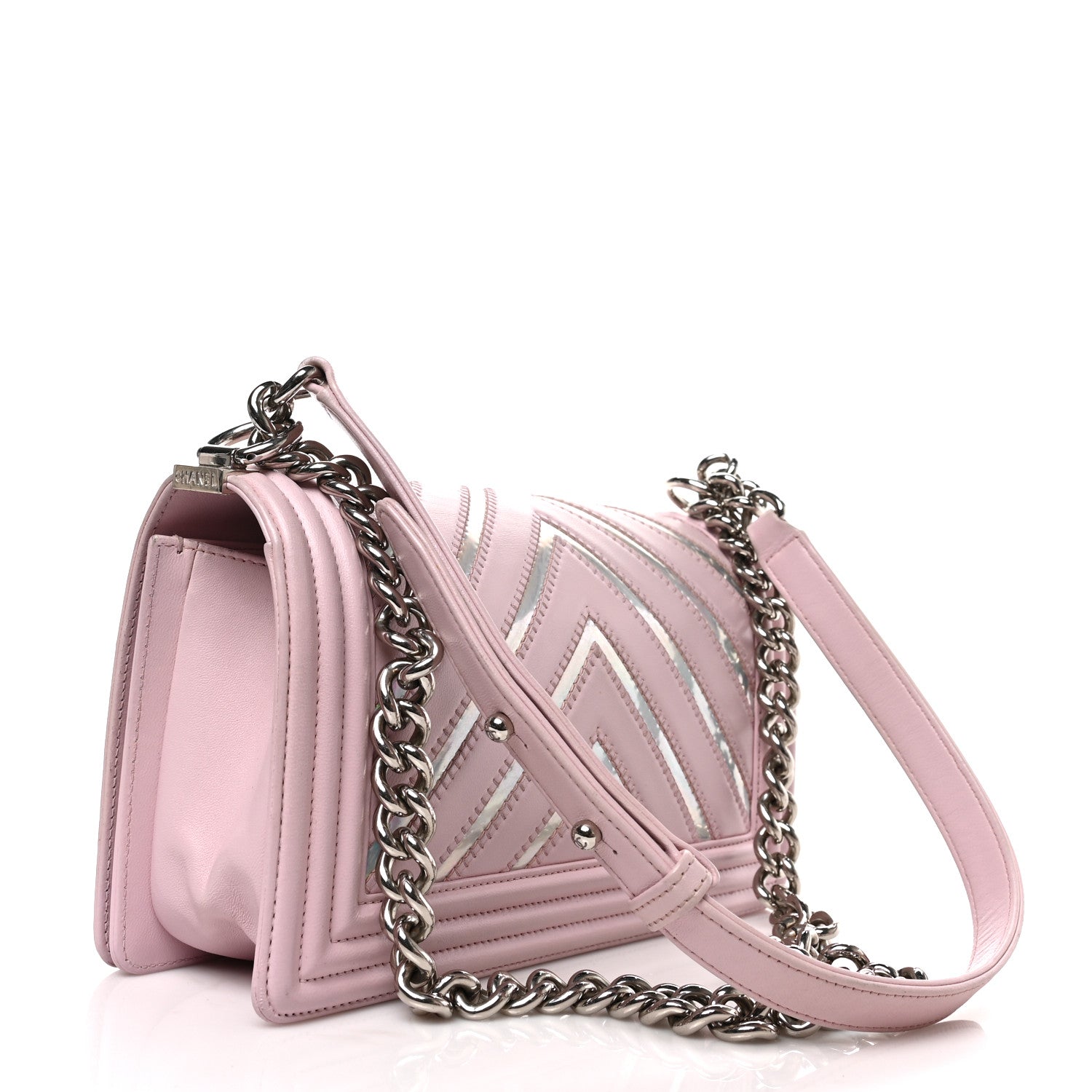 Chanel Lambskin Iridescent PVC Medium Boy Flap Light Pink Silver 3 of 11
