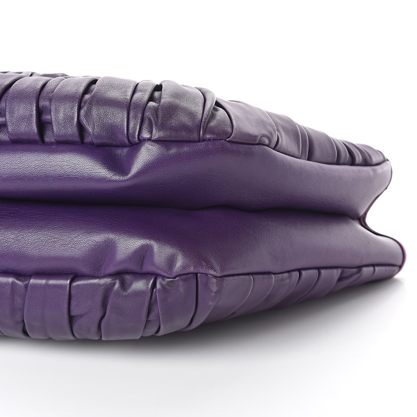 Lambskin Plisse Pleated Basket Tote Bag Violet Fonce