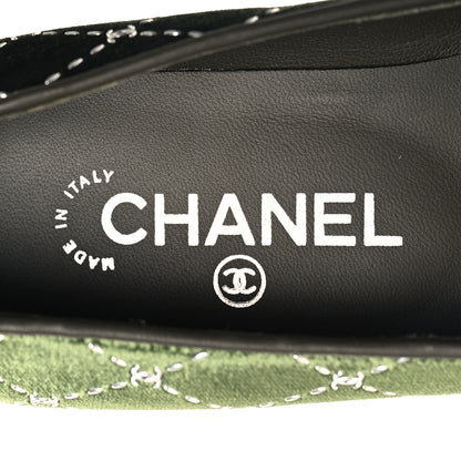 Chanel Velvet Moccasin Loafers 37.5 Dark Green 9 of 10