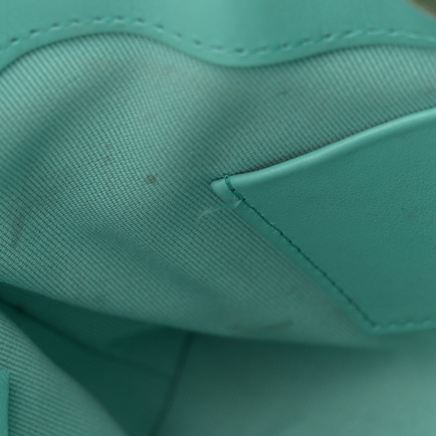 Shiny Crumpled Calfskin Quilted Nano 31 Shopping Bag Turquoise