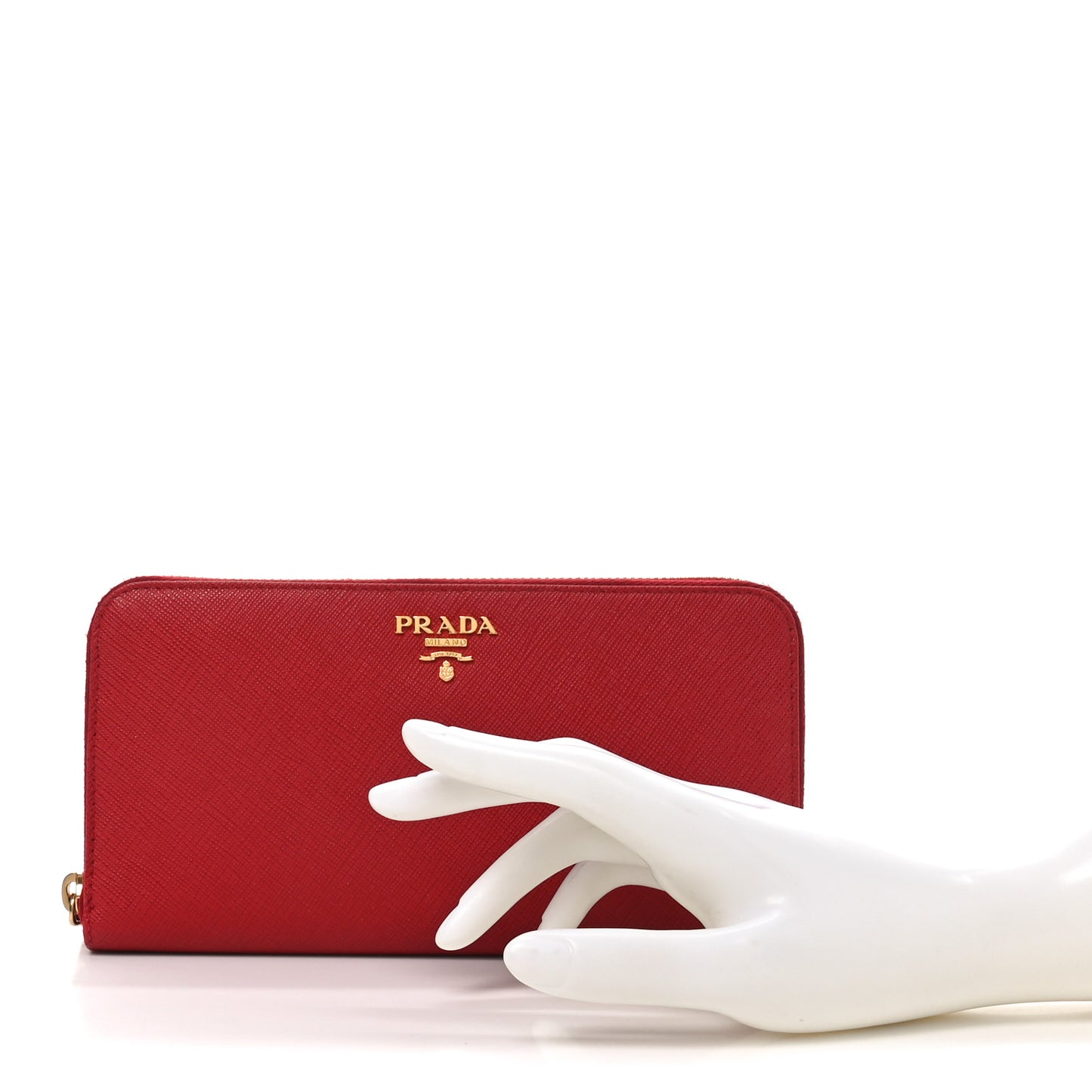Saffiano Metal Zip Around Wallet Fuoco
