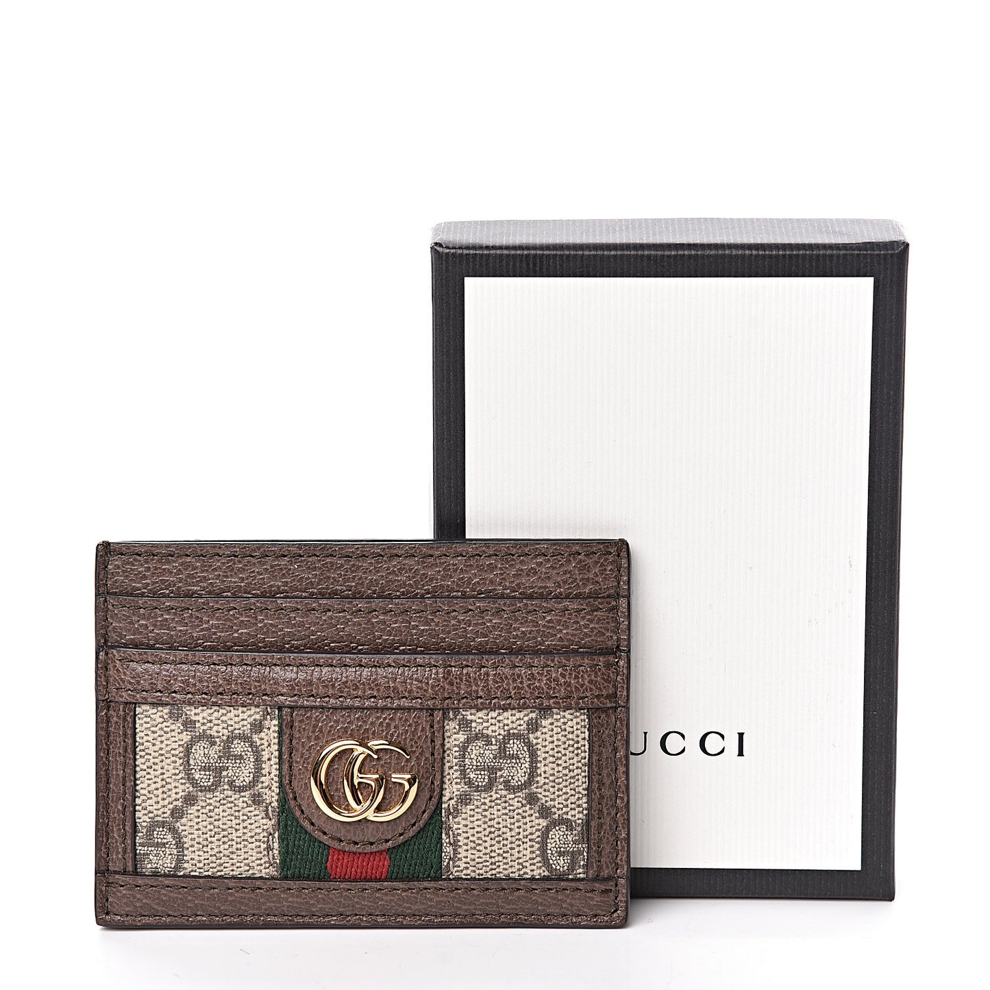 GG Supreme Monogram Ophidia Card Holder Brown