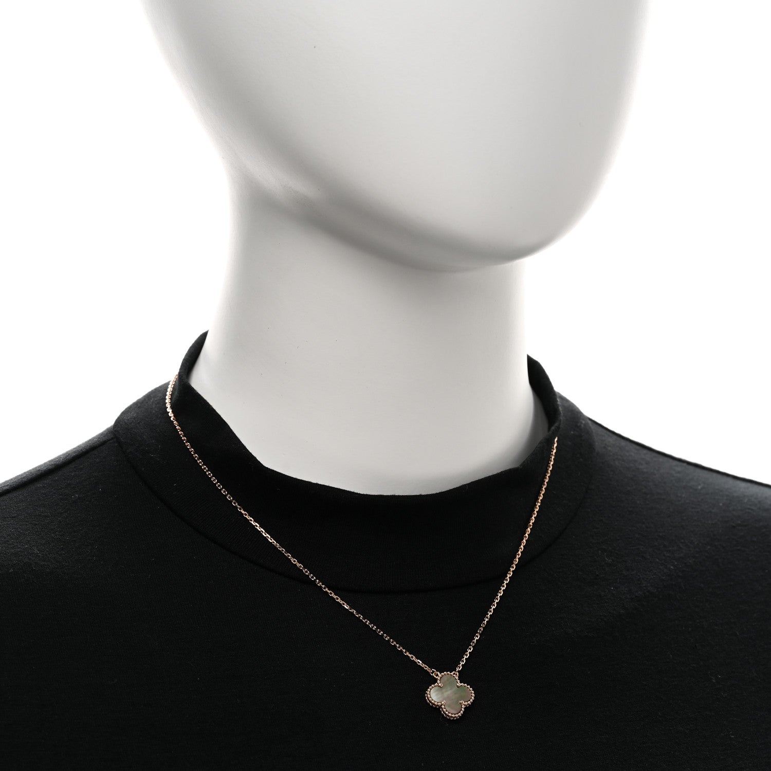 Van Cleef & Arpels 18K Rose Gold Gray Mother of Pearl Vintage Alhambra Pendant Necklace 2 of 5