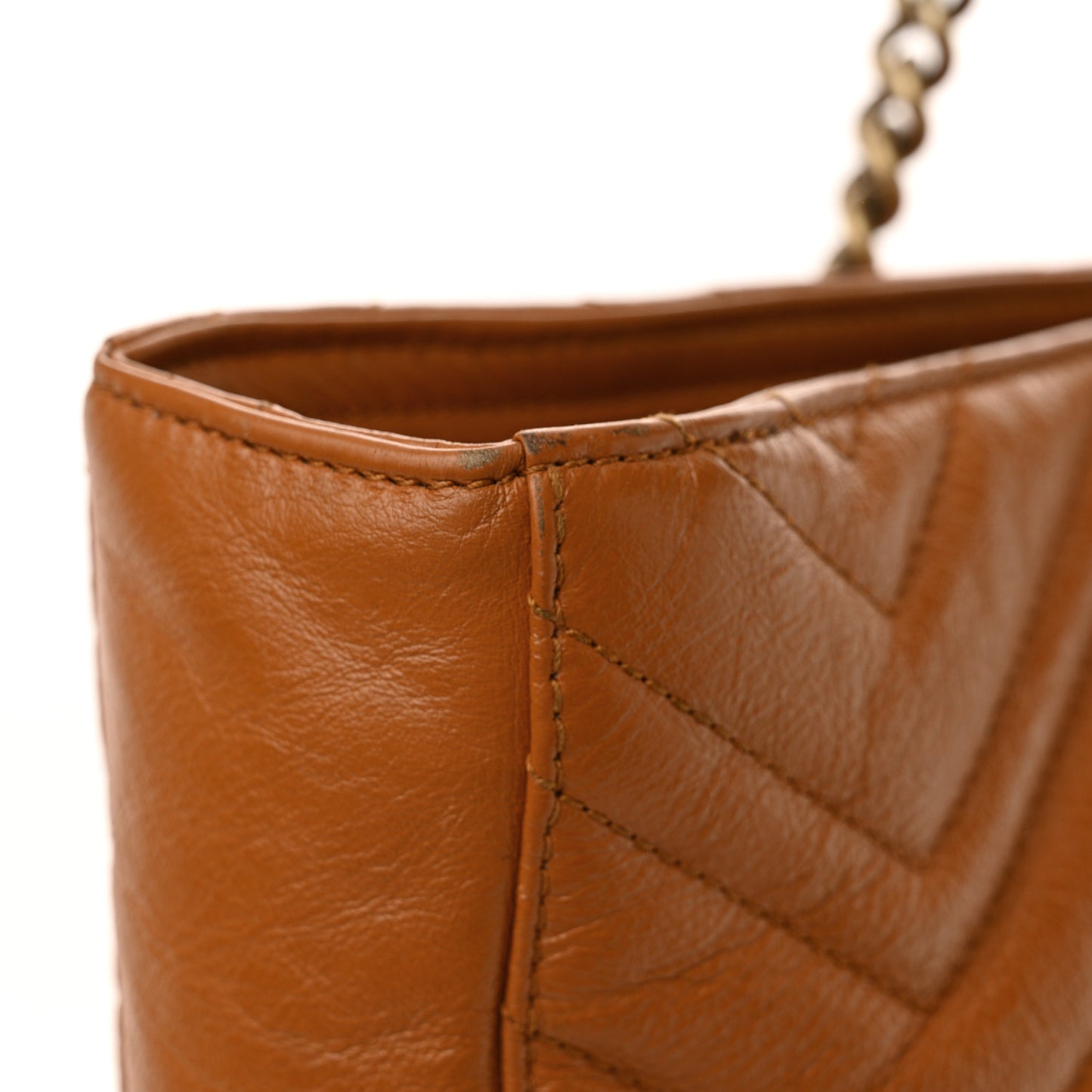 Azalea Calfskin Matelasse Large GG Marmont Slim Tote Cognac