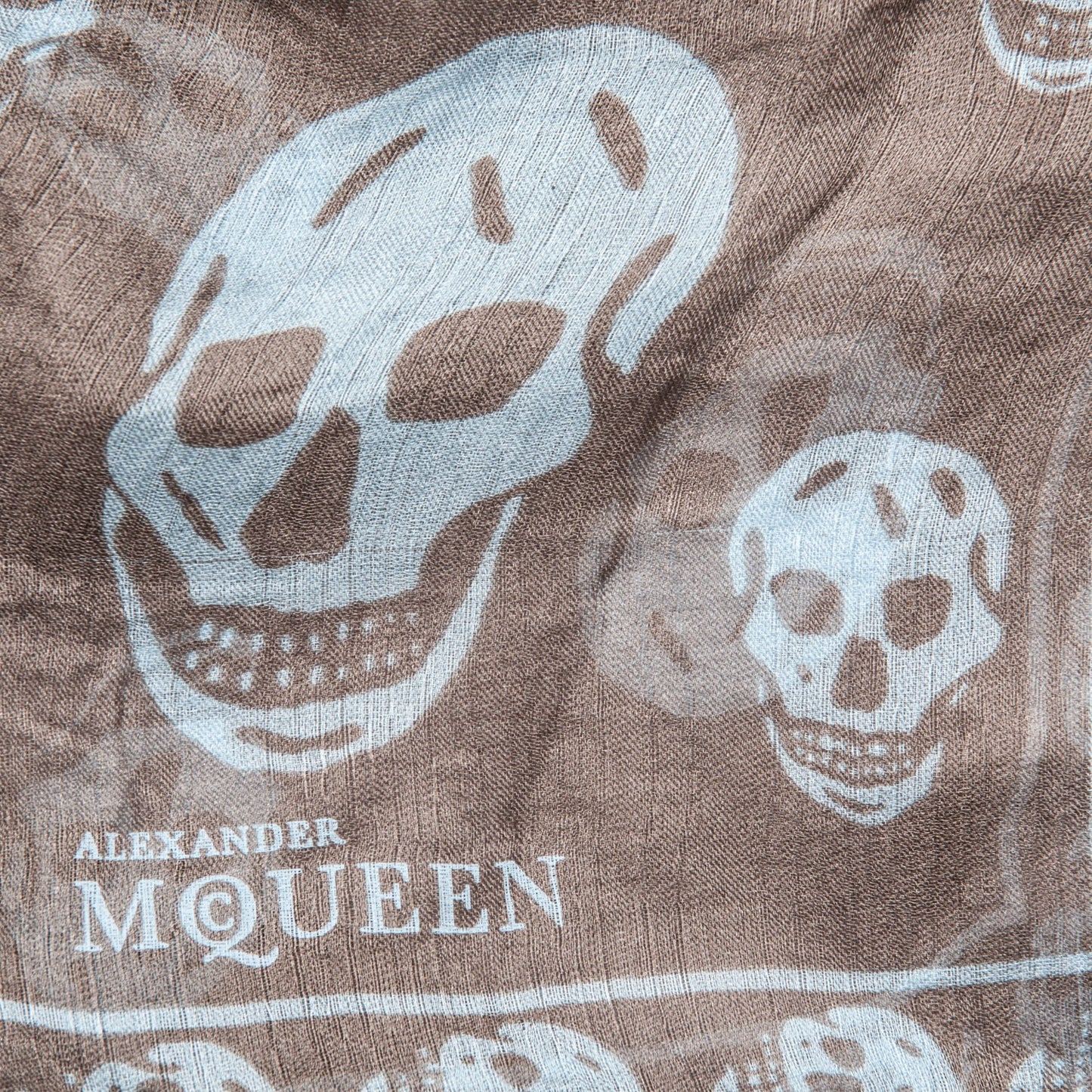 Silk Chiffon Skull Scarf Brown