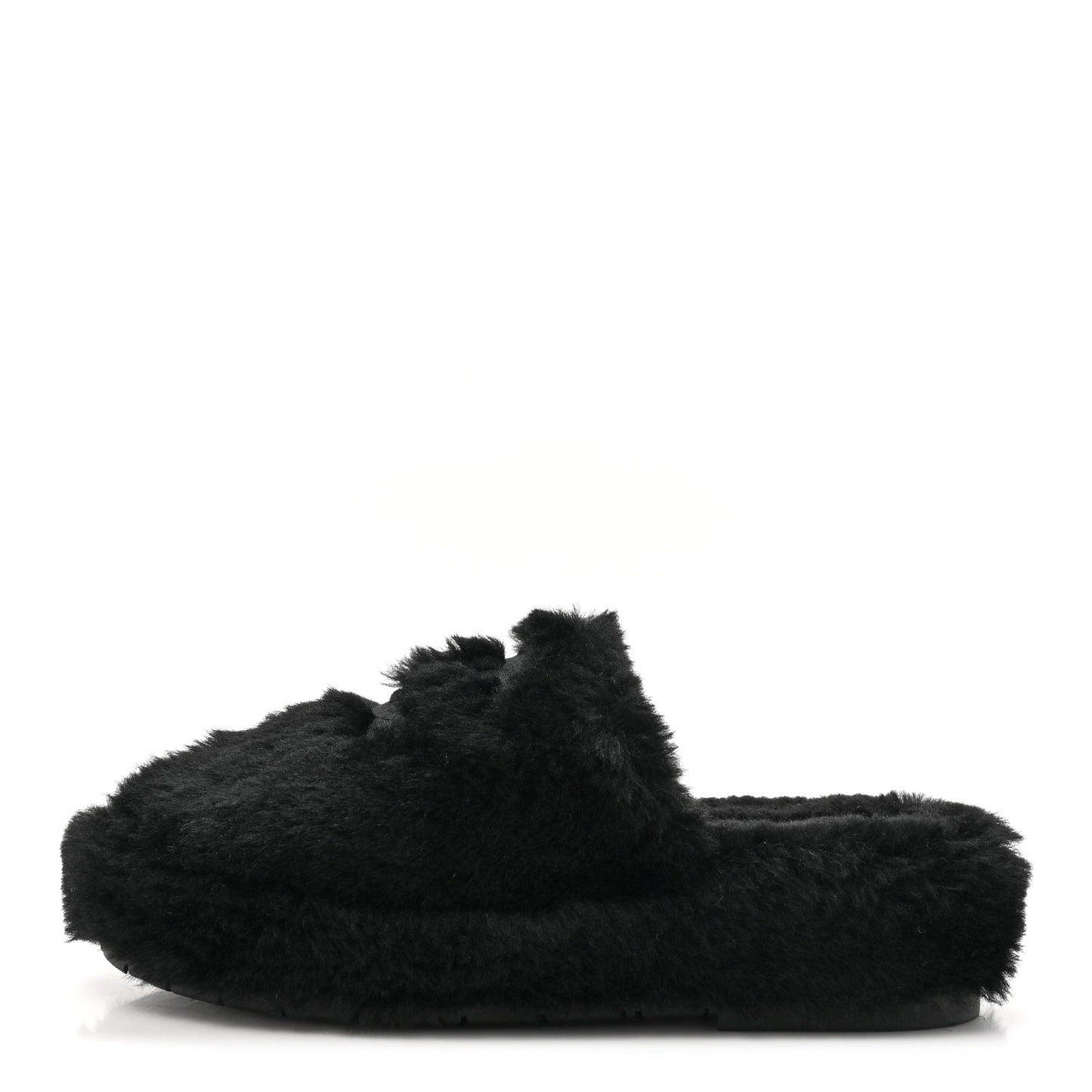 Shearling CC Flat Mules 38 Black