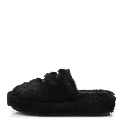 Chanel Shearling CC Flat Mules 38 Black 1 of 15