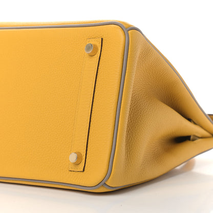 Hermes Togo Horseshoe Birkin 30 Jaune Ambre Etain 10 of 12