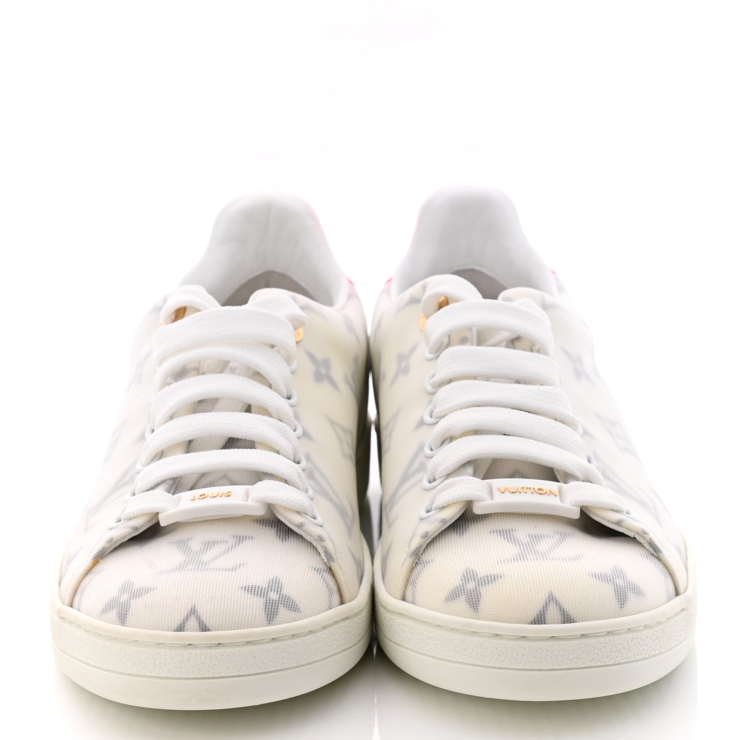 Technical Fabric Calfskin Monogram Frontrow Sneakers 37.5 Pink