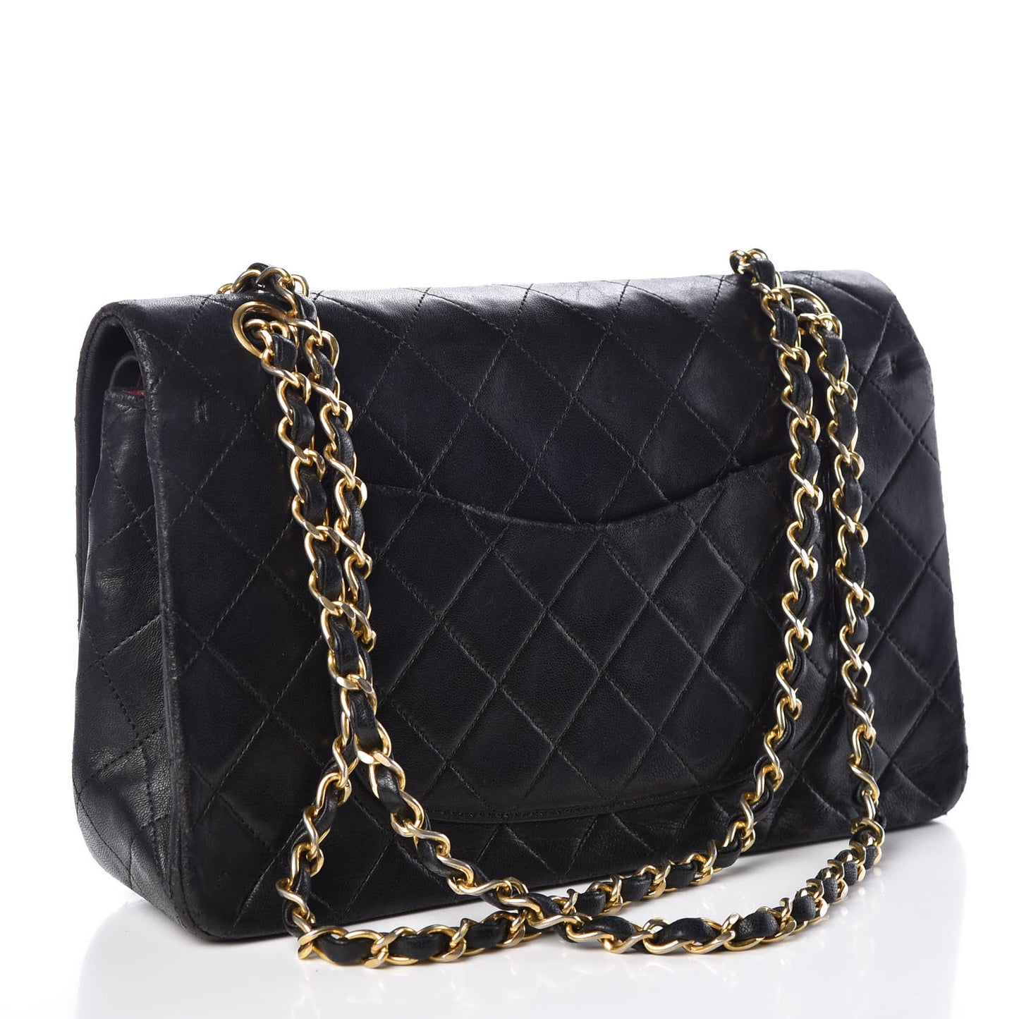 Lambskin Quilted Medium Double Flap Black