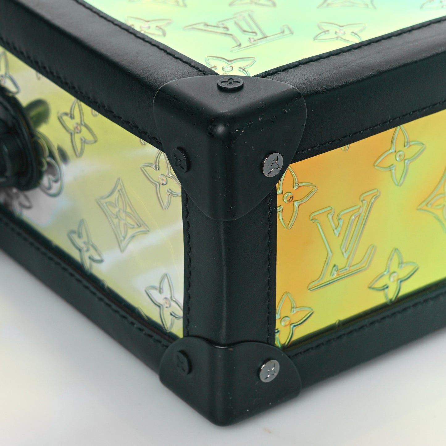 Calfskin PVC Monogram Solar Ray Soft Trunk Iridescent Prism Black