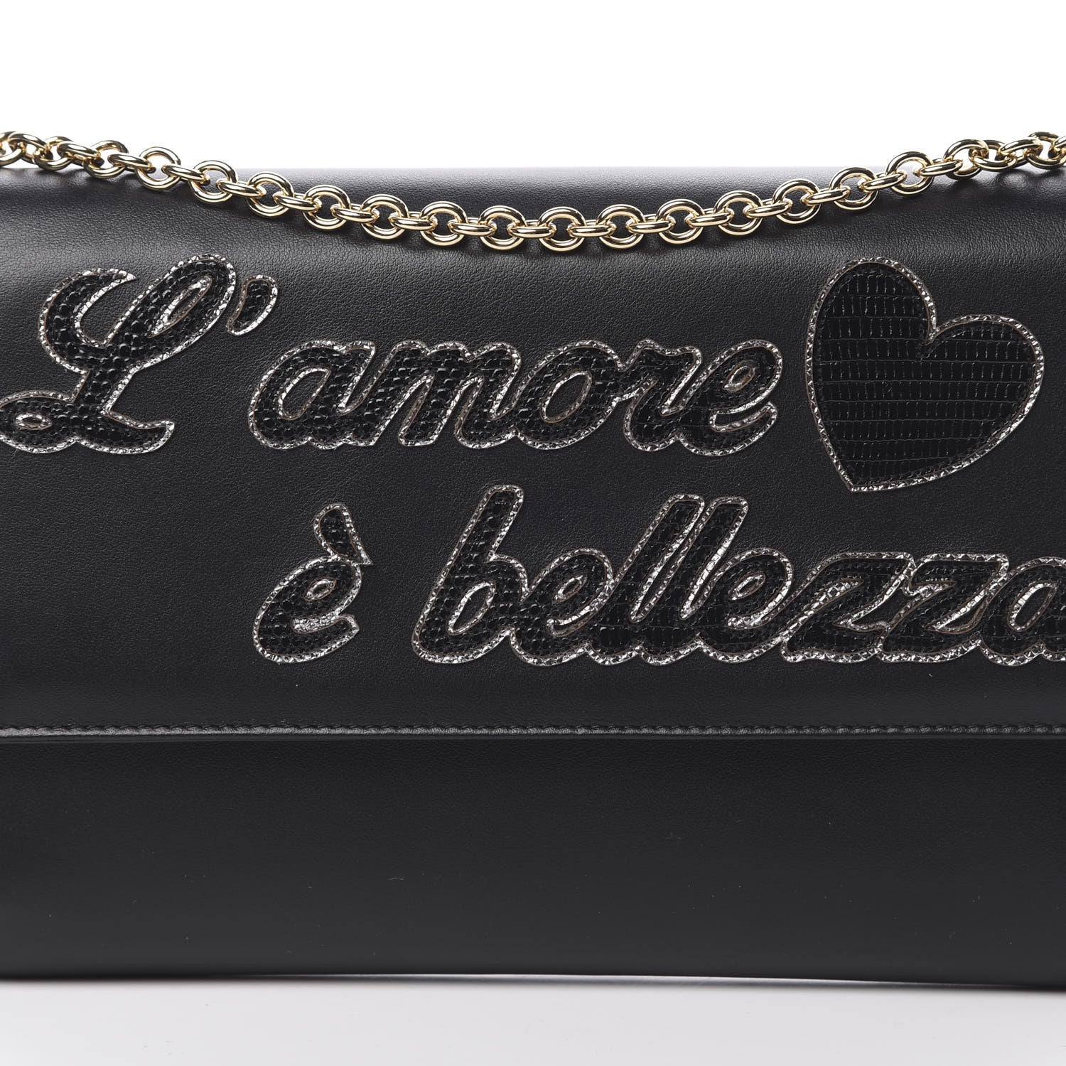 Dolce & Gabbana Vitello L'Amore Bellezza Chain Wallet Black 7 of 14