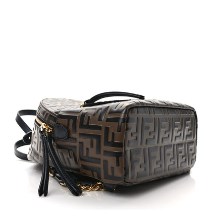 Fendi Vitello Bi-Color FF 1974 Embossed Mini Backpack Maya Black 3 of 9