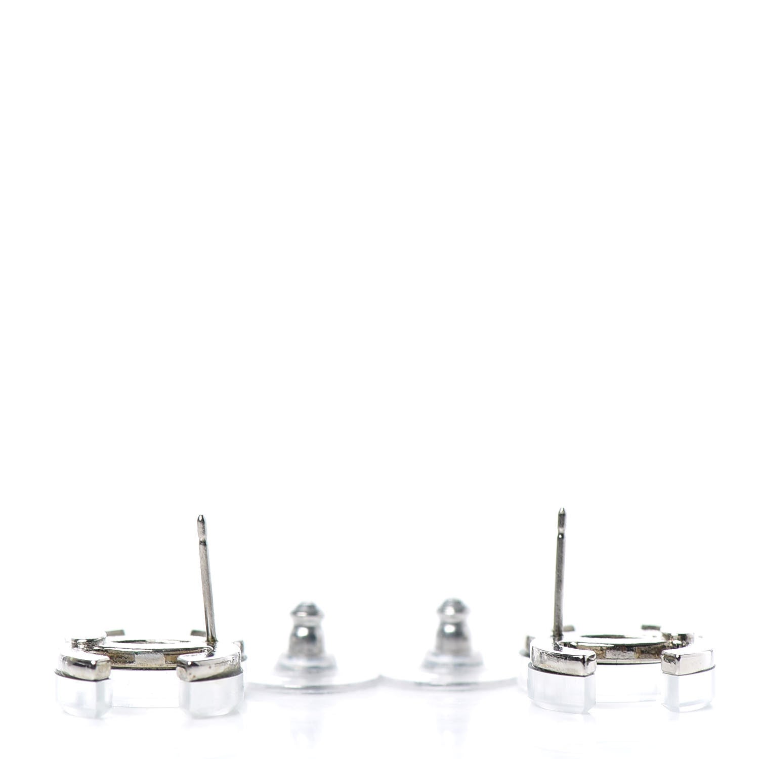 Chanel Resin CC Earrings Silver 3 of 5