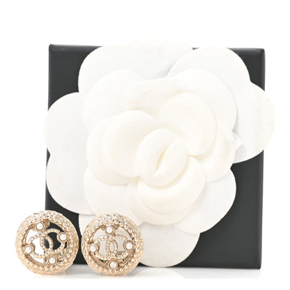 Chanel Metal Pearl CC Clip On Earrings Gold 5 of 5