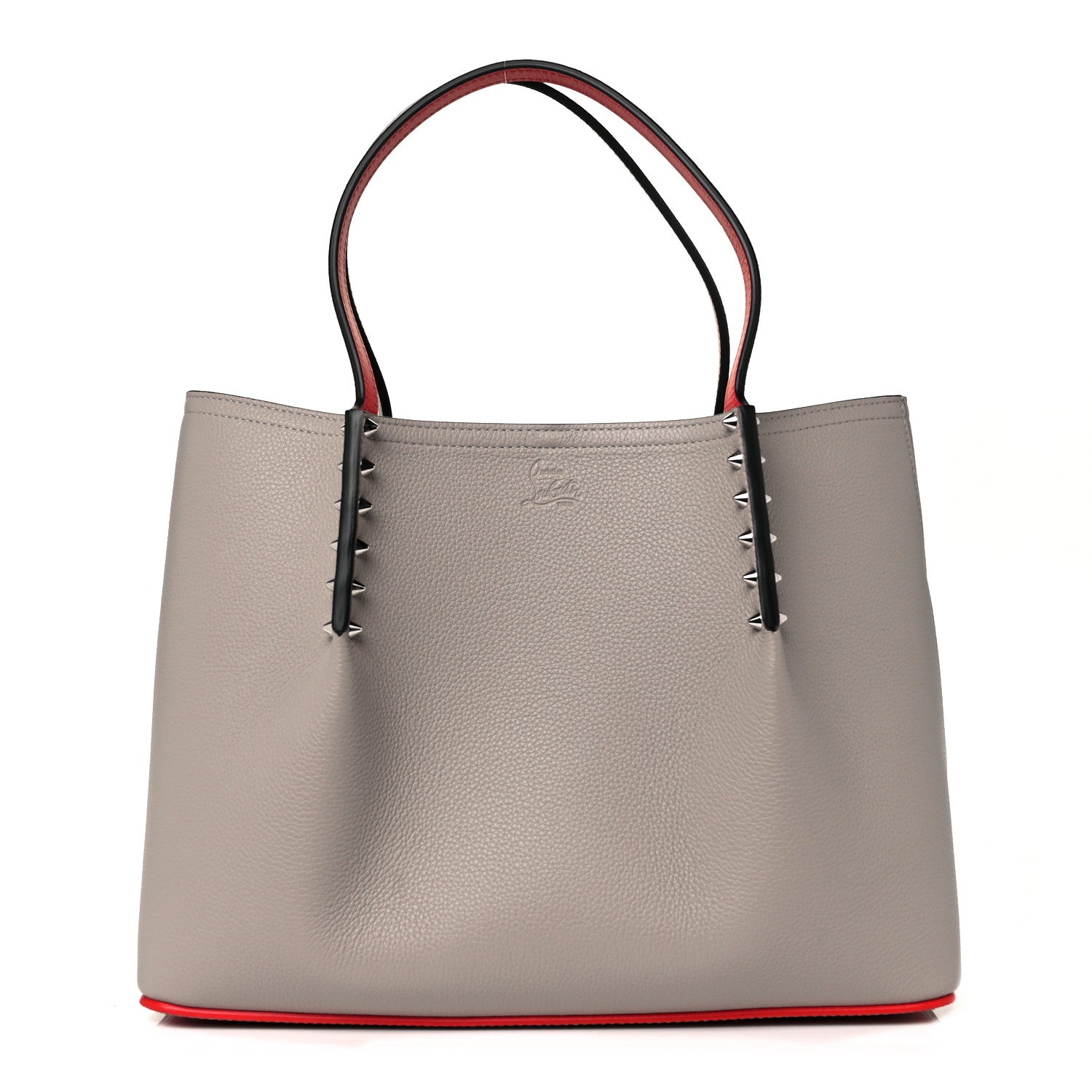 Christian Louboutin Calfskin Spiked Small Cabarock Shopper Tote Sasso 1 of 8
