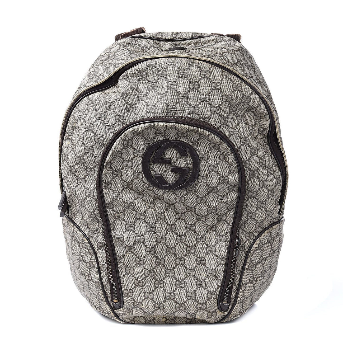 GG Plus Monogram Interlocking G Medium Backpack Dark Brown