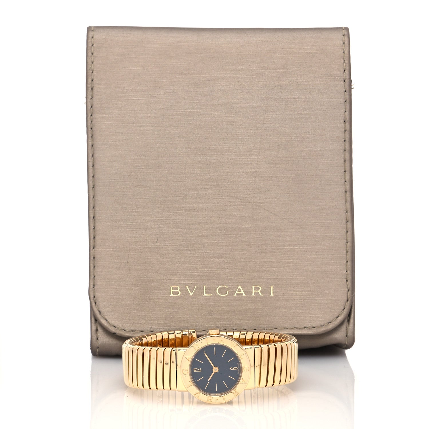 Bulgari 18K Yellow Gold 23mm Tubogas Quartz Watch Black 5 of 5