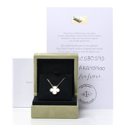 Van Cleef & Arpels 18K Yellow Gold Mother of Pearl Vintage Alhambra Pendant Necklace 6 of 6
