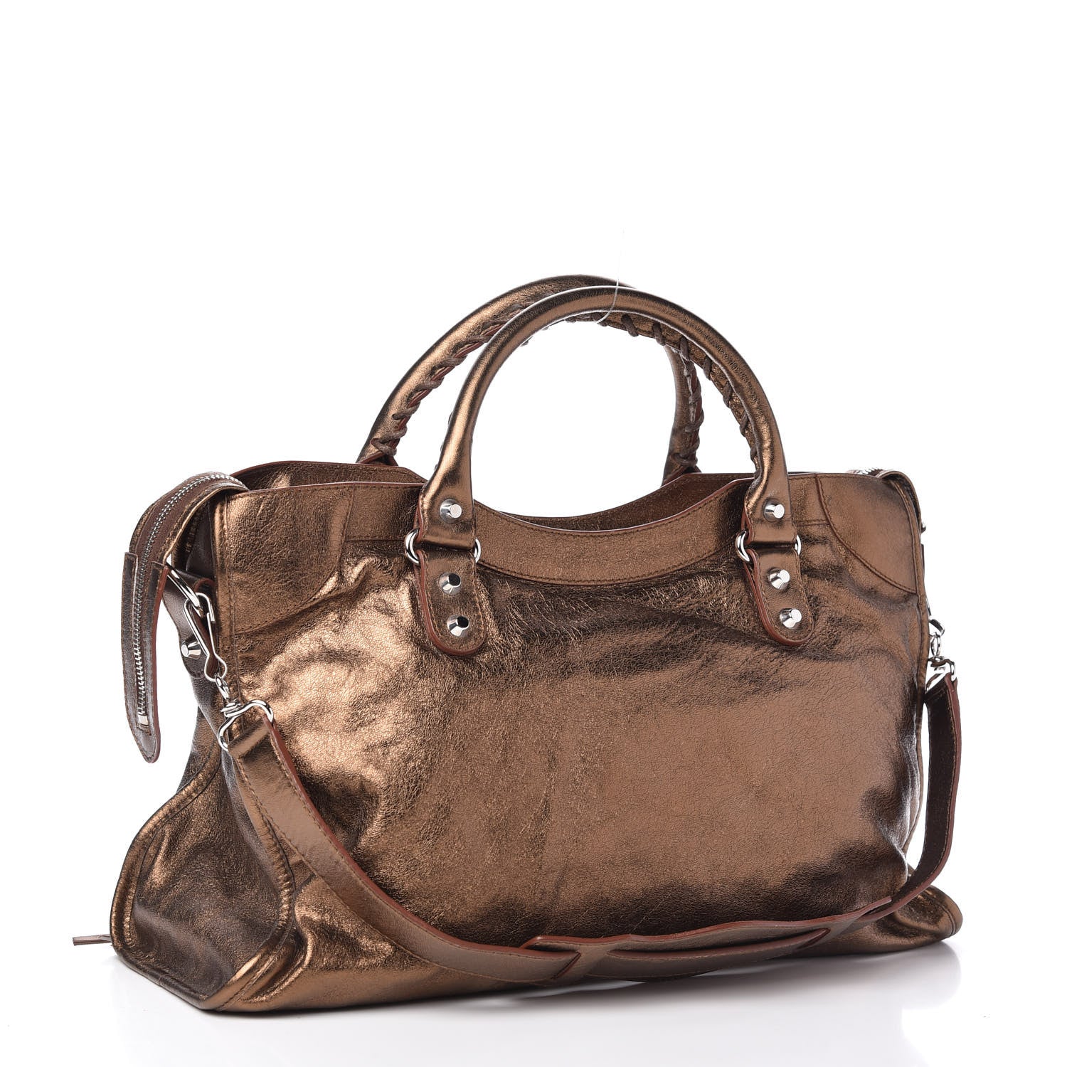Balenciaga Metallic Agneau Classic Silver Hardware Cityparkle Bronze 3 of 9
