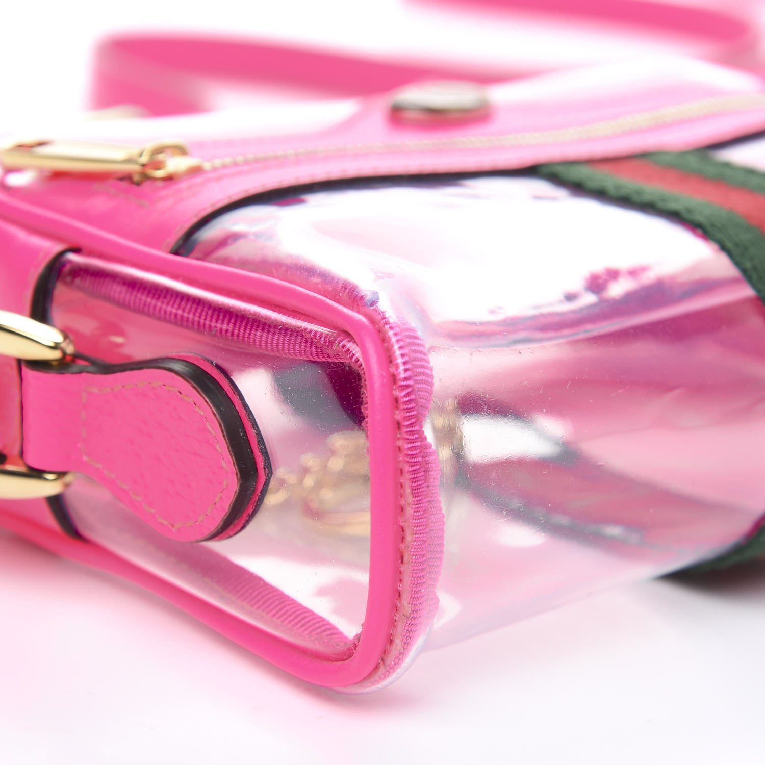 Gucci Vinyl Web Mini Ophidia Transparent Shoulder Bag Fluorescent Fuchsia 6 of 7