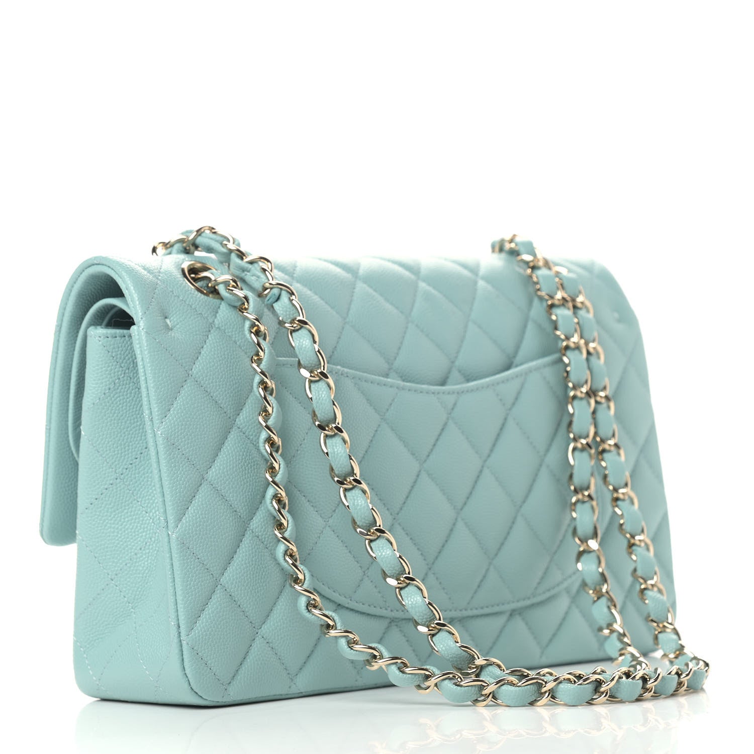 Chanel Caviar Quilted Medium Double Flap Light Blue 3 of 9