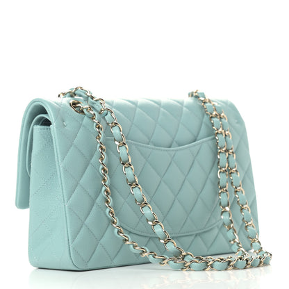 Chanel Caviar Quilted Medium Double Flap Light Blue 3 of 9