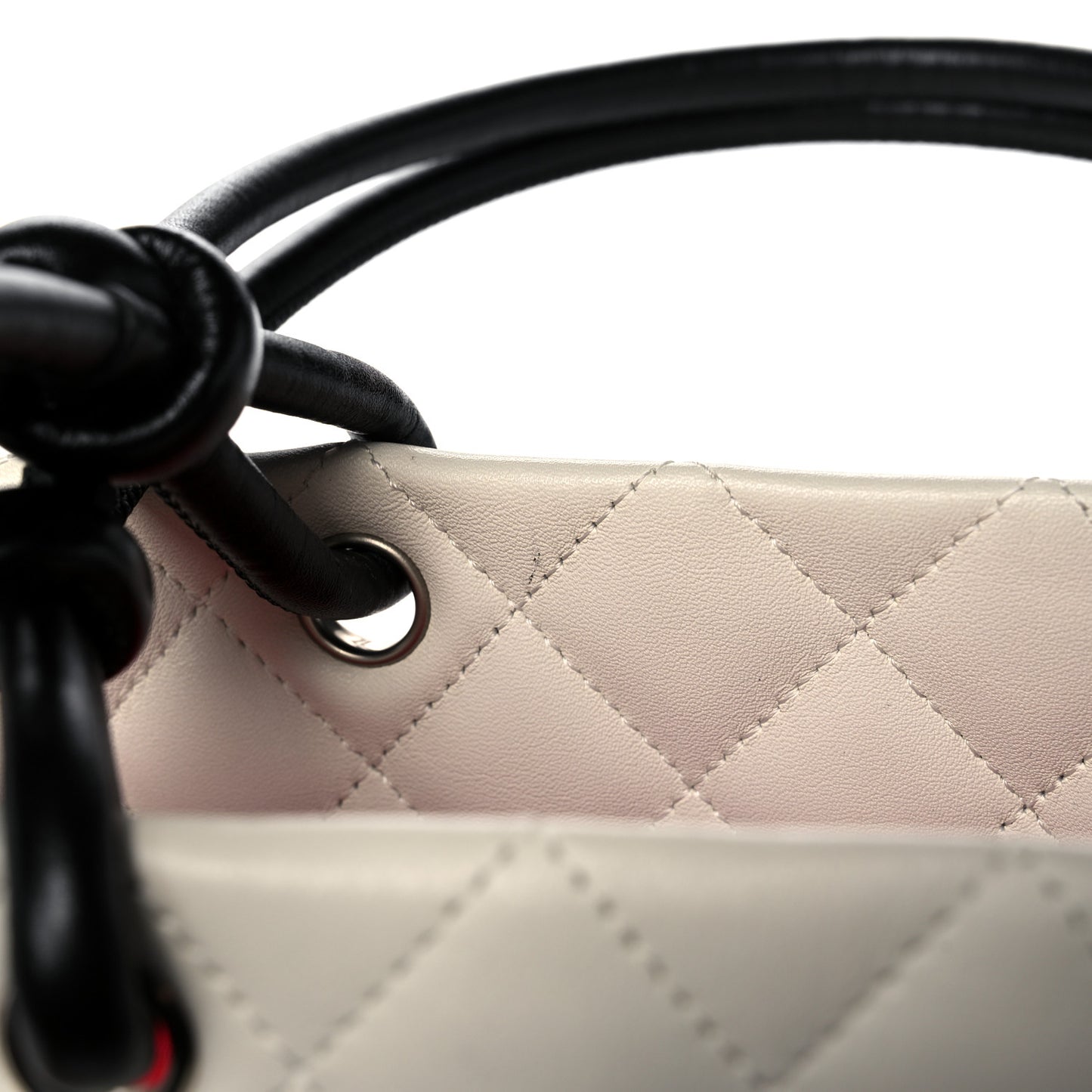 Calfskin Quilted Medium Cambon Tote White Black